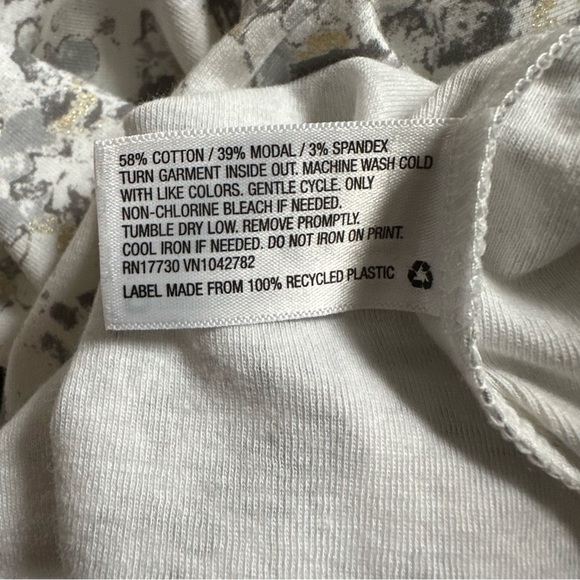 Merona White Scoop Neck Gold Metallic Foil Gray Printed Tank Top - Picture 10 of 10